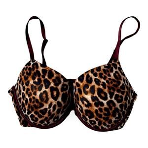 Victoria’s Secret Pink Cheetah Push Up Bra 36D VS animal print with pink cup